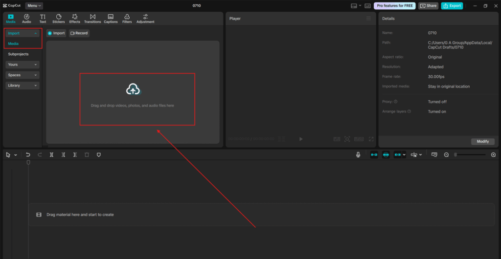 Import Your Footage into CapCut