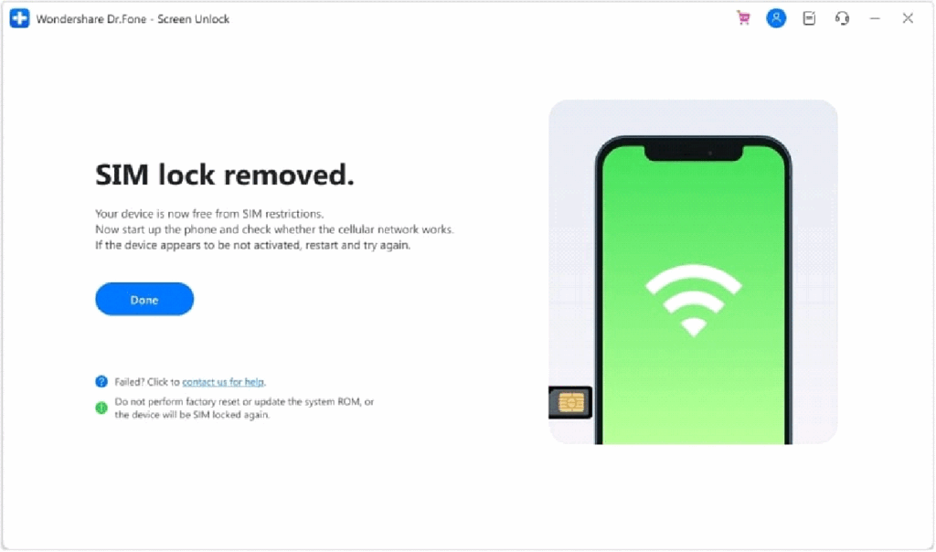 SIM lock removed