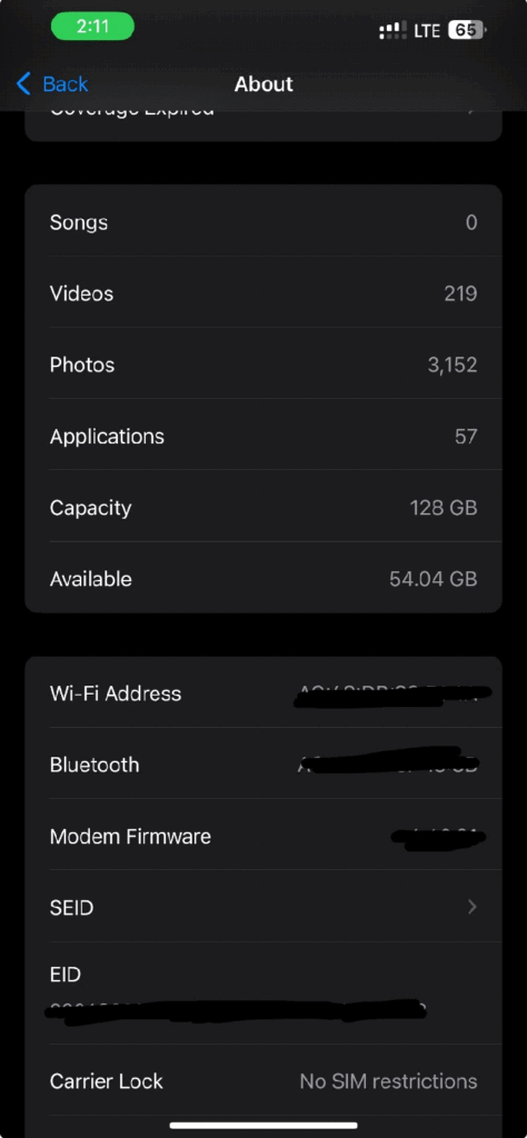 Go to "Settings > General > About