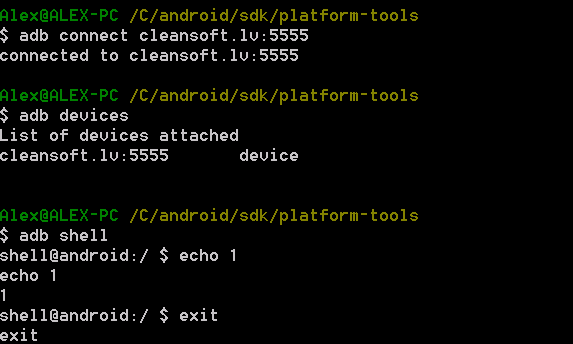Launch "adb shell"