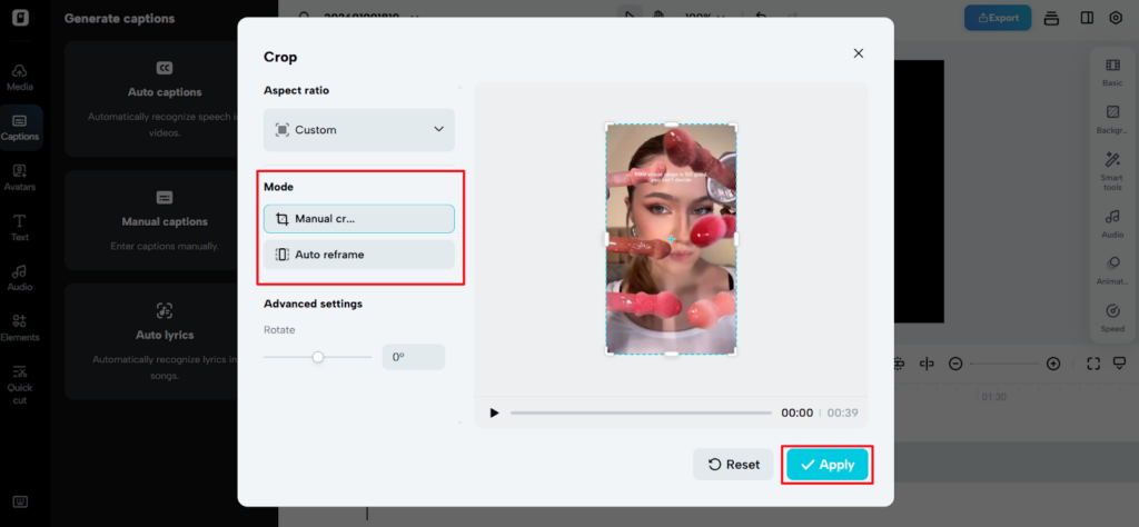 Step 2: Remove text from video