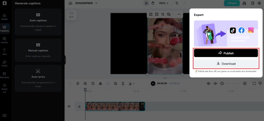 Step 3: Export & share video