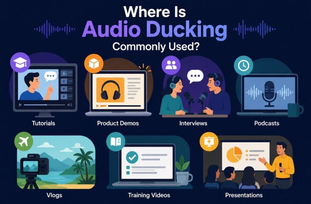 where is audio ducking commonly used