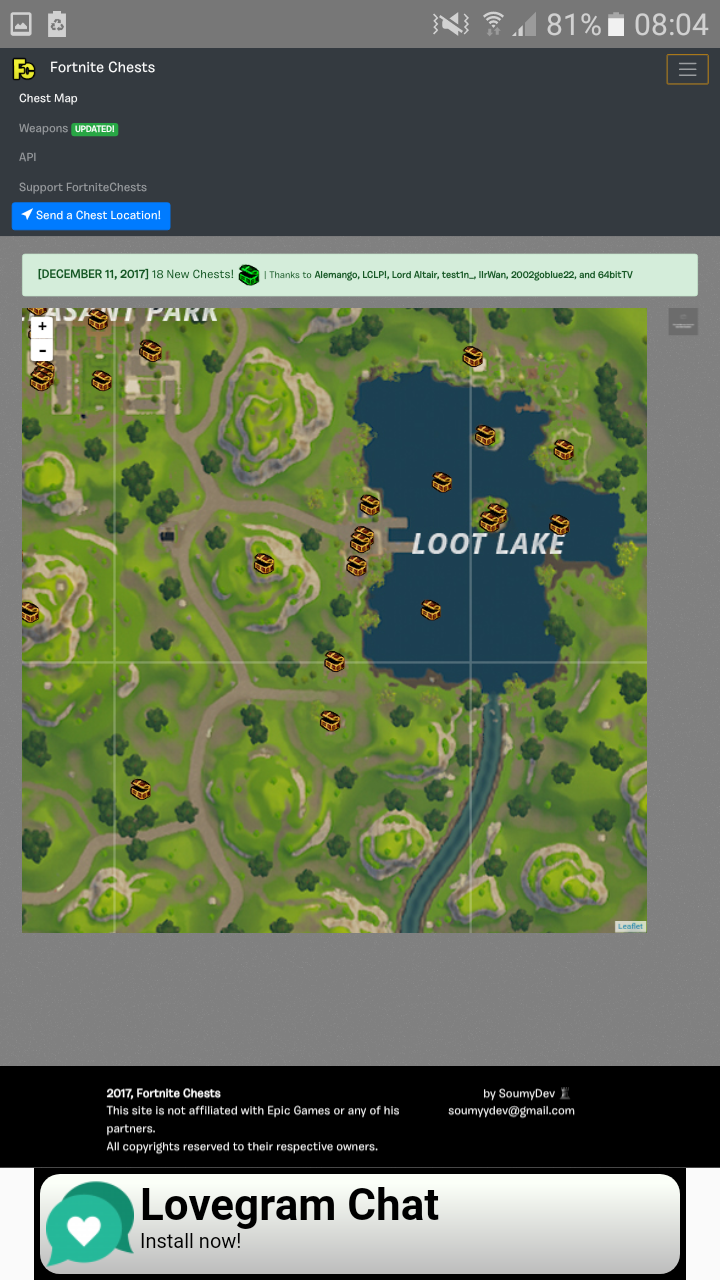 screenshots of app - fortnite br interactive map