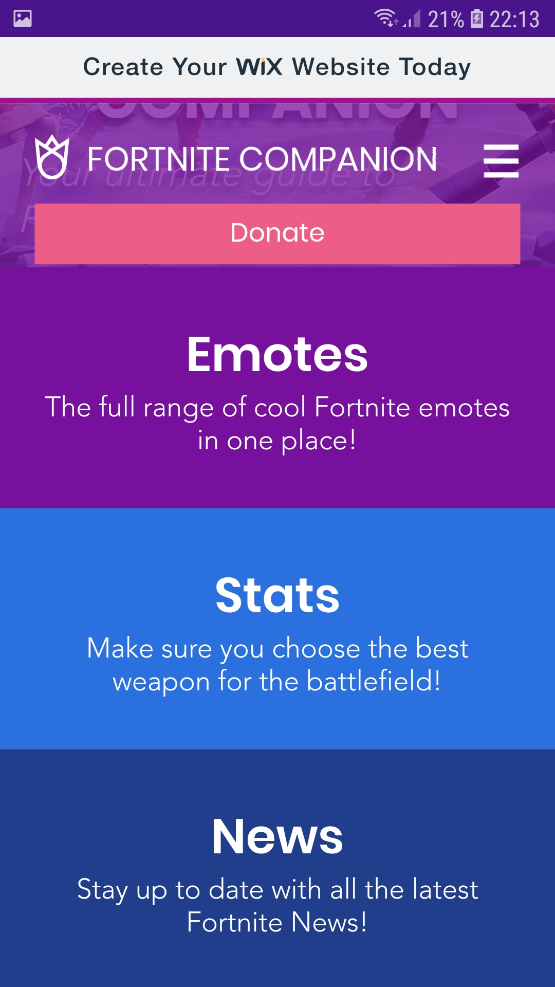 Fortnite companion website